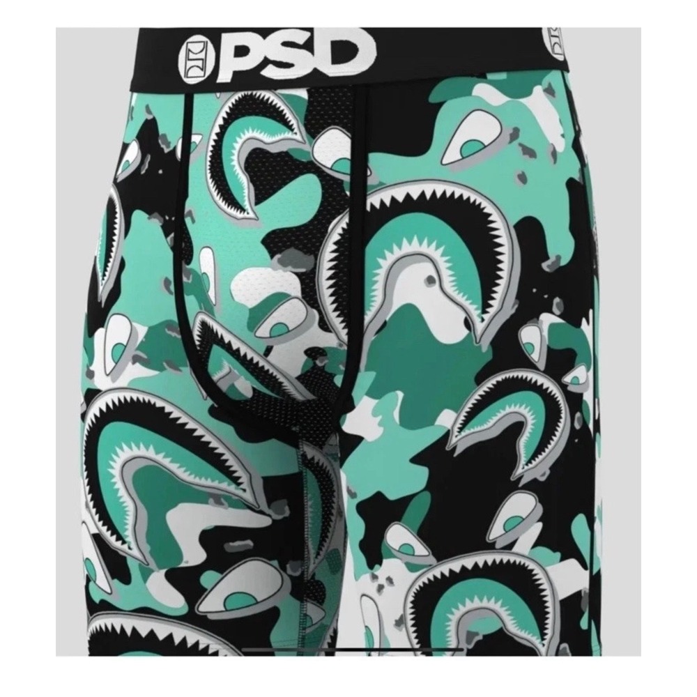 PSD Men Aqua Shark Camo Boxer‎ Briefs Core Standard Mesh Pouch 325180102 Medium